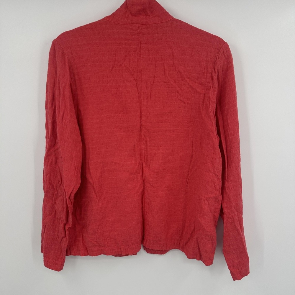 Habitat Blouse Womens Medium Button Front Long Sleeve Textured Tencel Rayon USA - Picture 6 of 10